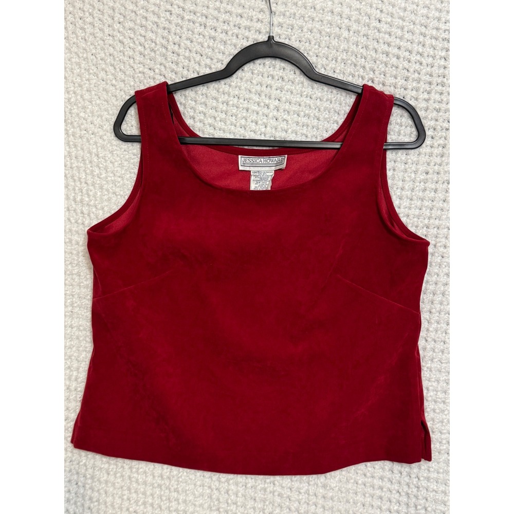 Jessica Howard Red Velvet Sleeveless Tank Top Size 14